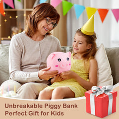 MHJY pink piggy bank used as nursery decor and a savings companion