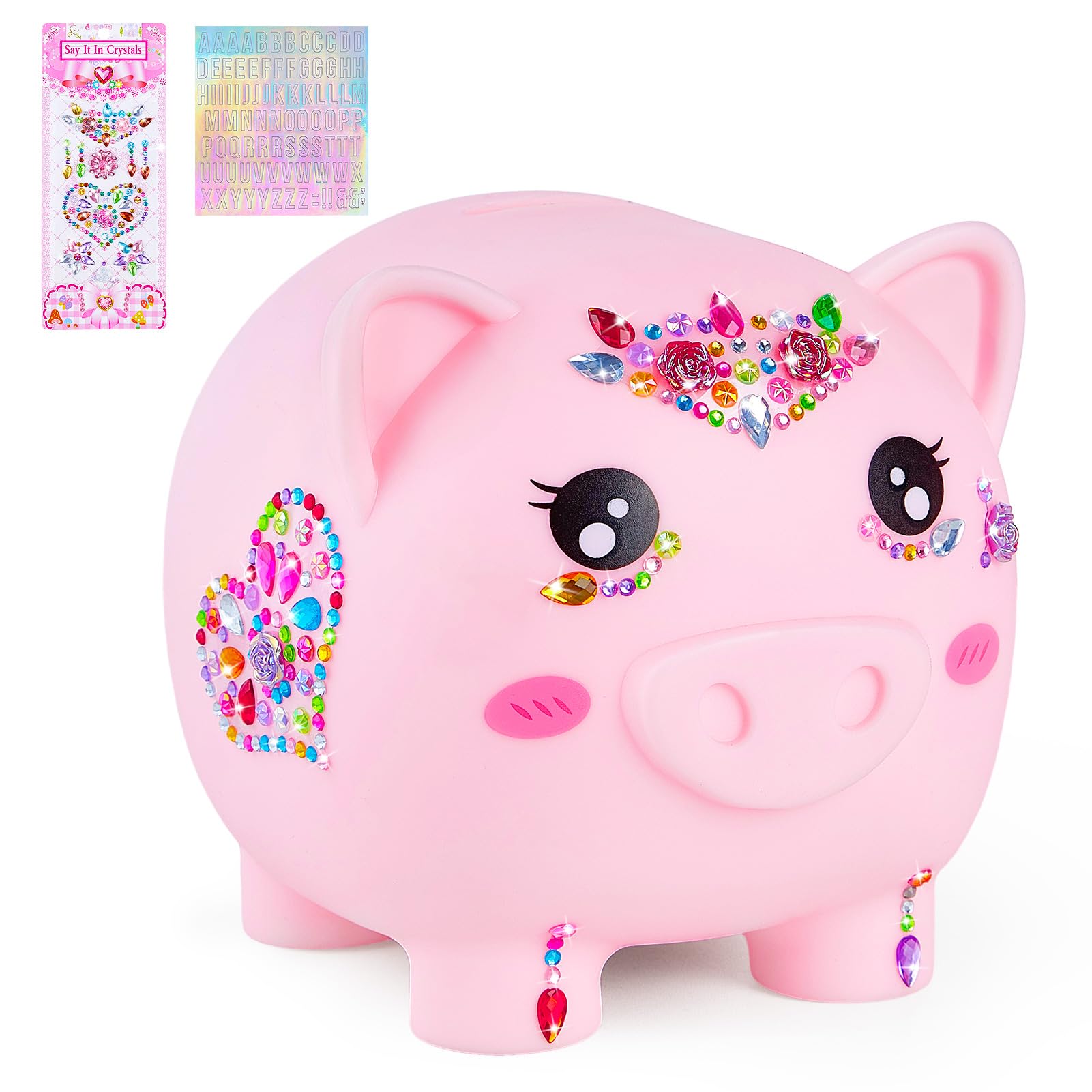 MHJY piggy bank girls with alphabet and rhinestone stickers for personalization