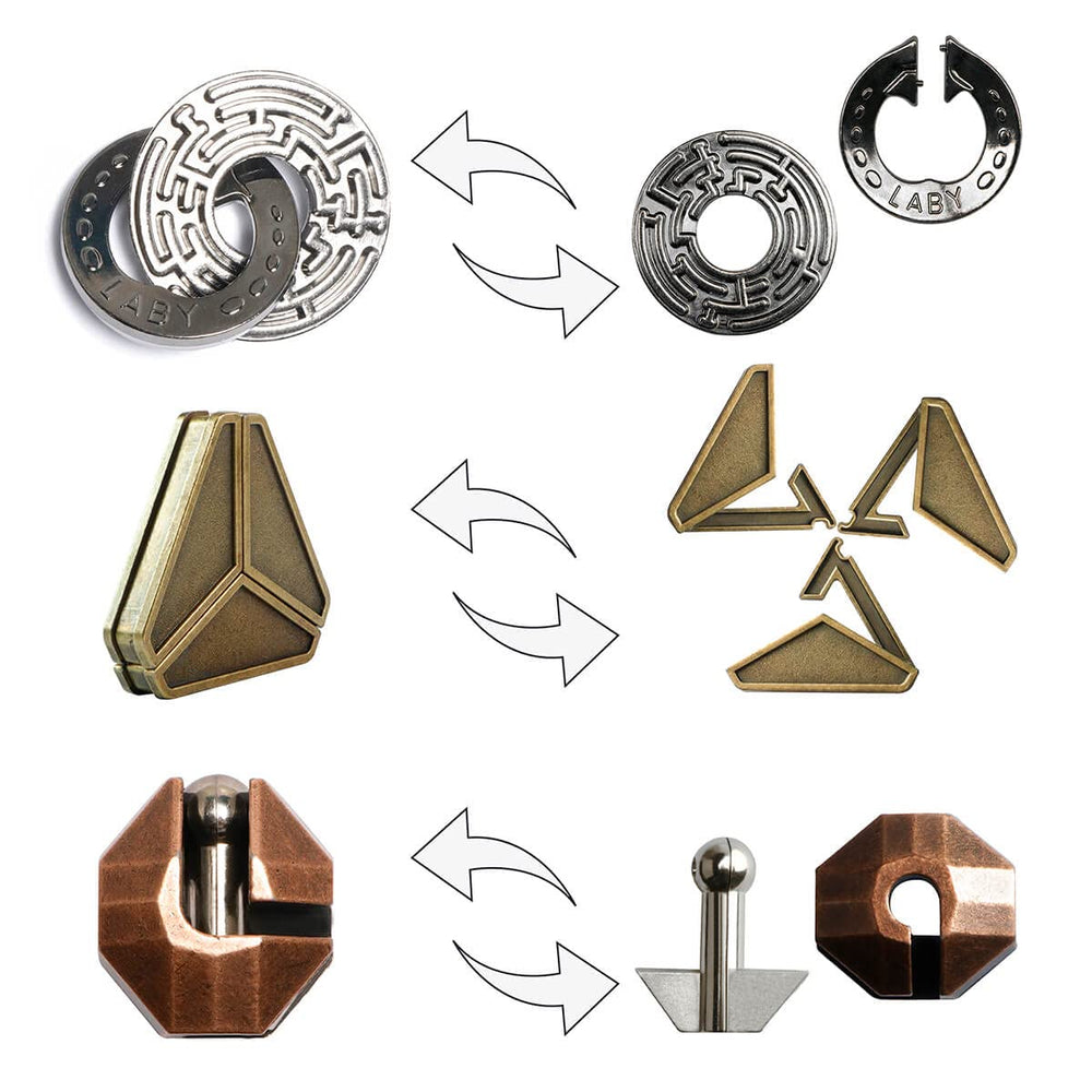 MHY cast puzzle game toy detailed design highlights durable metal construction
