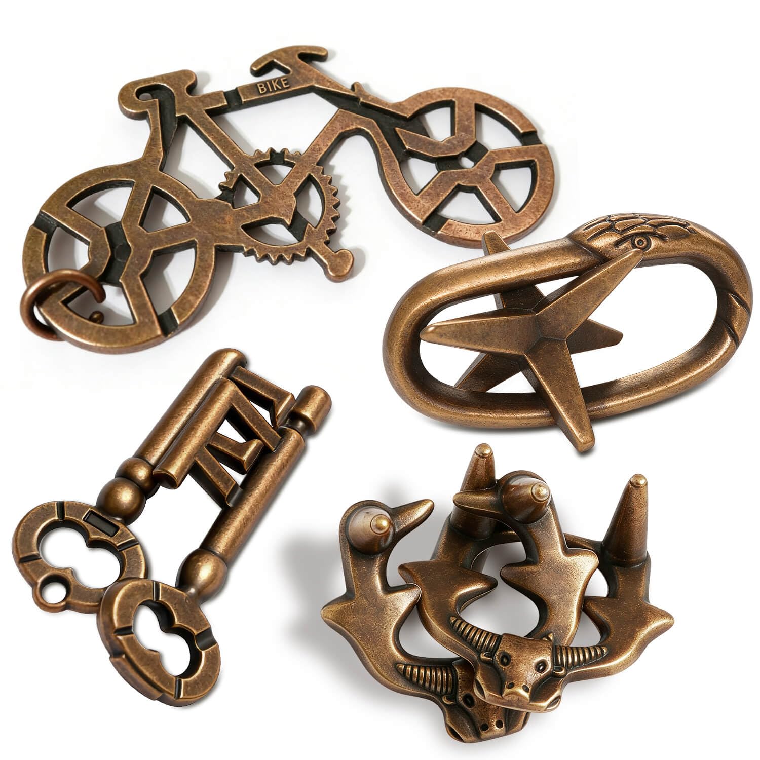 MHY Jumbo metal brain teaser puzzles set offers four challenging mind games for focused thinking.