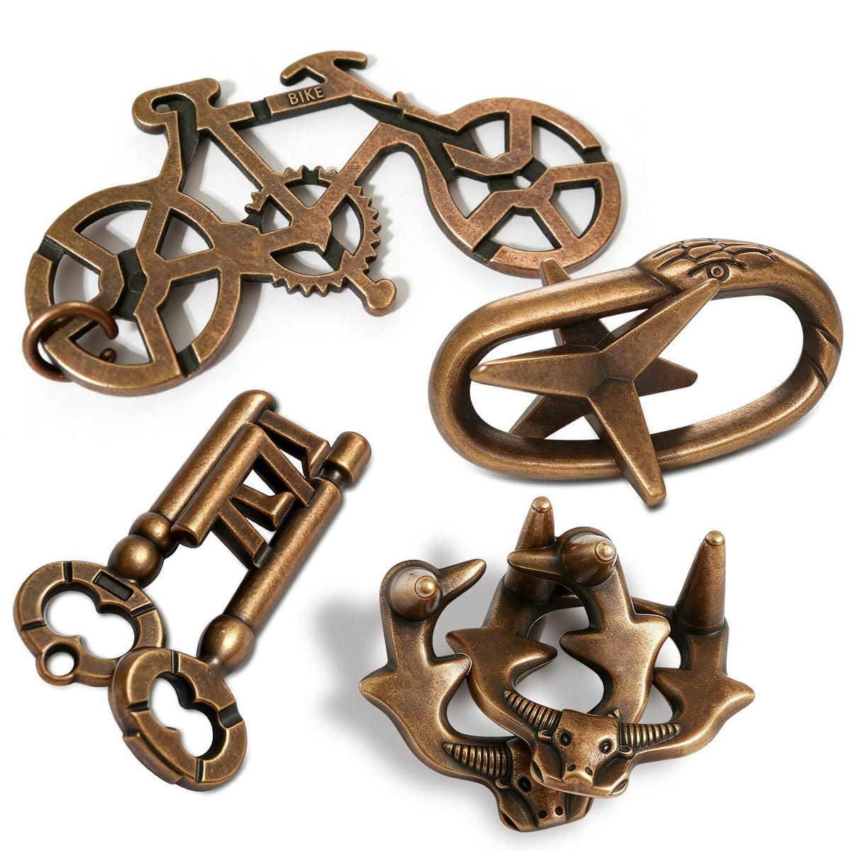 MHY Jumbo metal brain teaser puzzles set offers four challenging mind games for focused thinking.