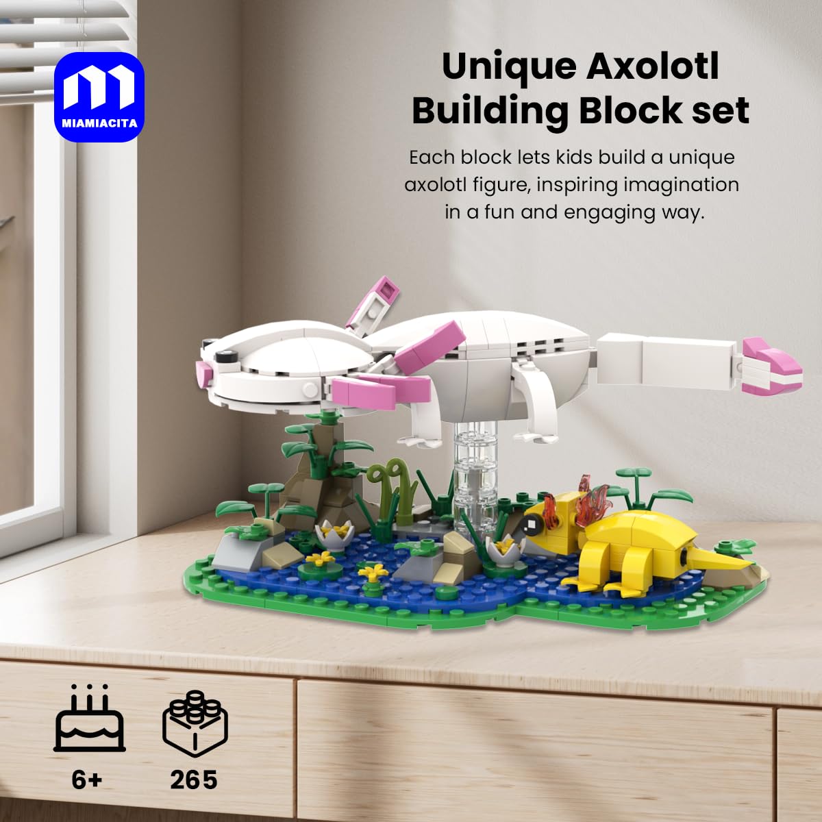 MIAMIACITA axolotl building blocks set pieces for creative construction