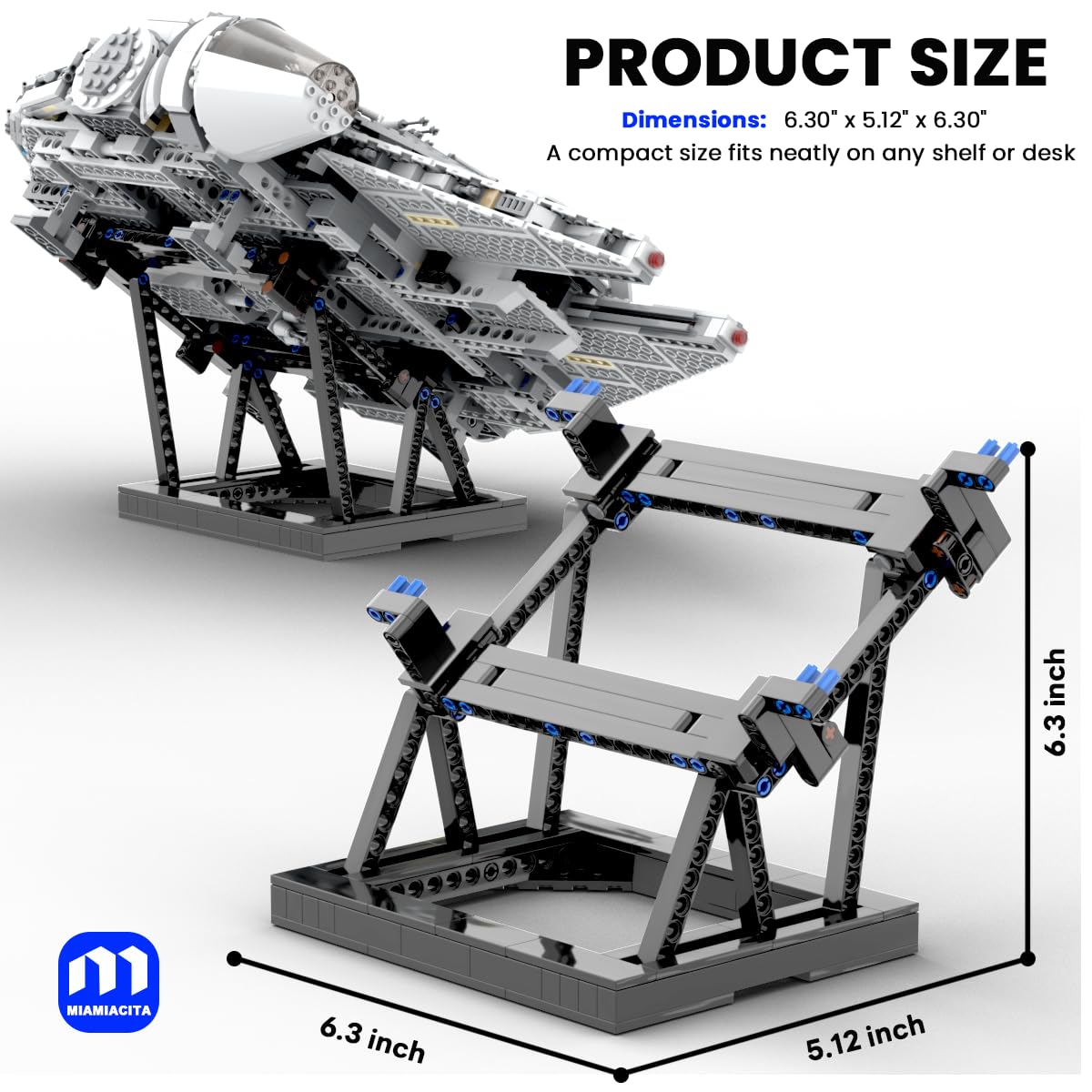 MiamiAcita compatibility with Lego Millennium Falcon 75257 and 75389 for display.