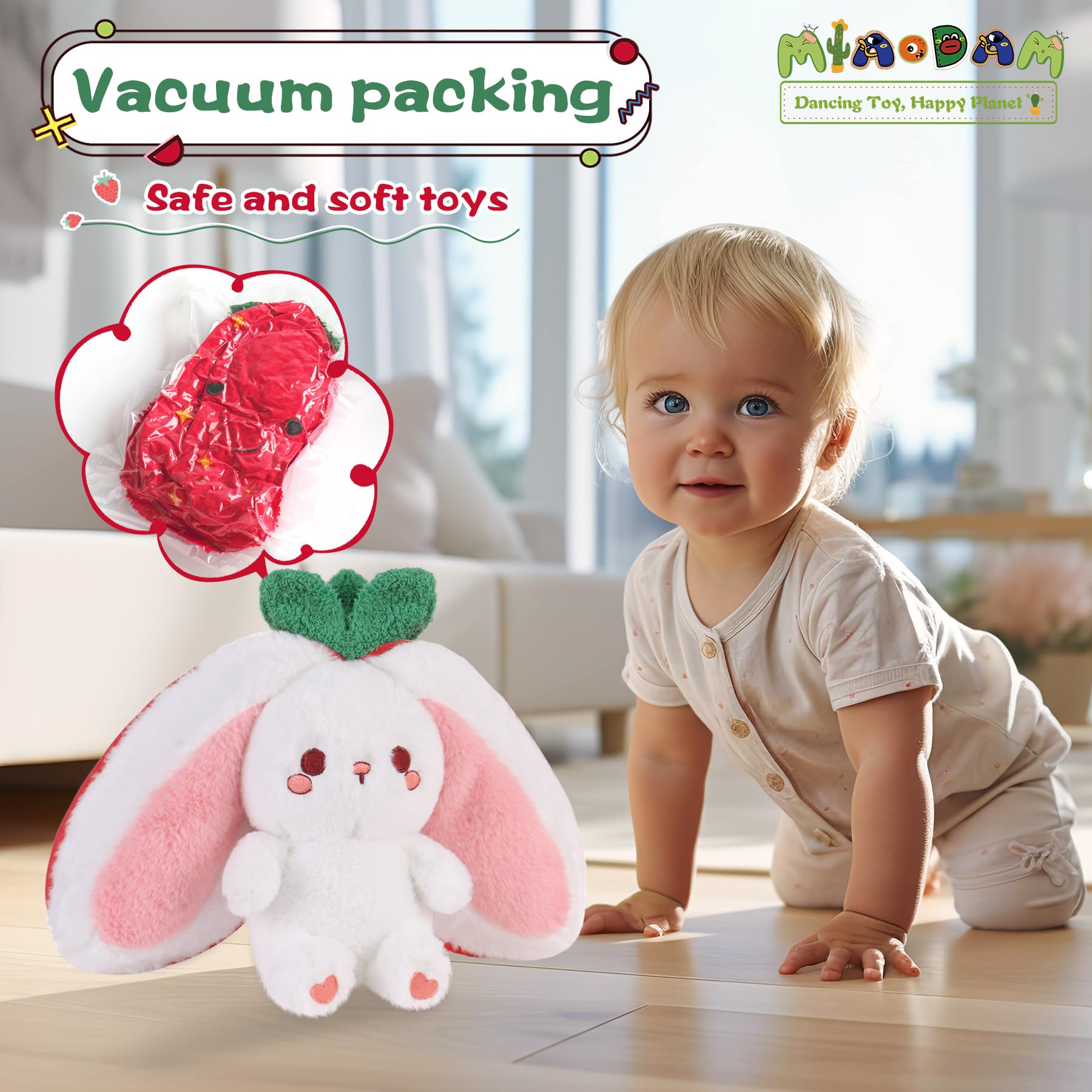 MIAODAM Strawberry Bunny Plush makes a perfect Easter or birthday gift