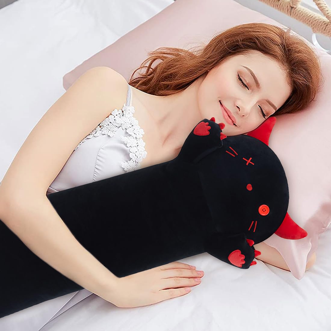 MIAOHAHA demon plush pillow in a hugging pose for comforting snuggles.