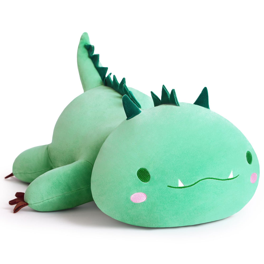MIAOHAHA dinosaur plush pillow full view, ideal for cozy lounging.
