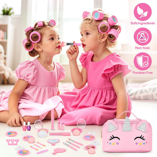 Mibasies 29-piece makeup kit with kid-friendly colors and safe, washable formulas.