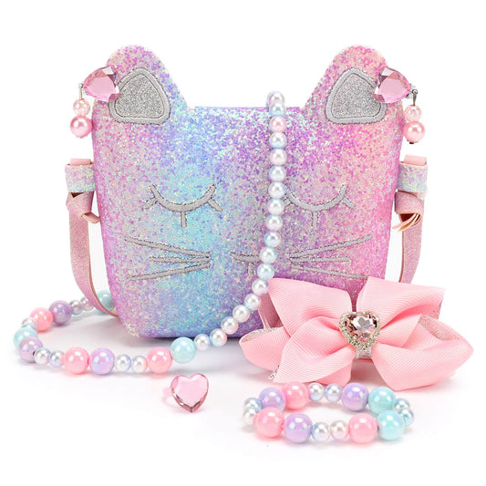 Mibasies cat purse front view highlights cute design for pretend play