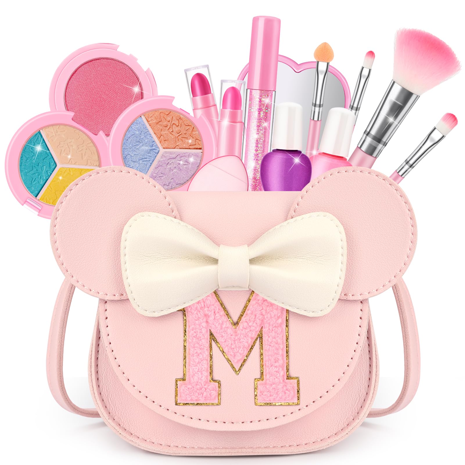 Mibasies kids makeup kit purse with mini mouse ears, ideal for imaginative play.