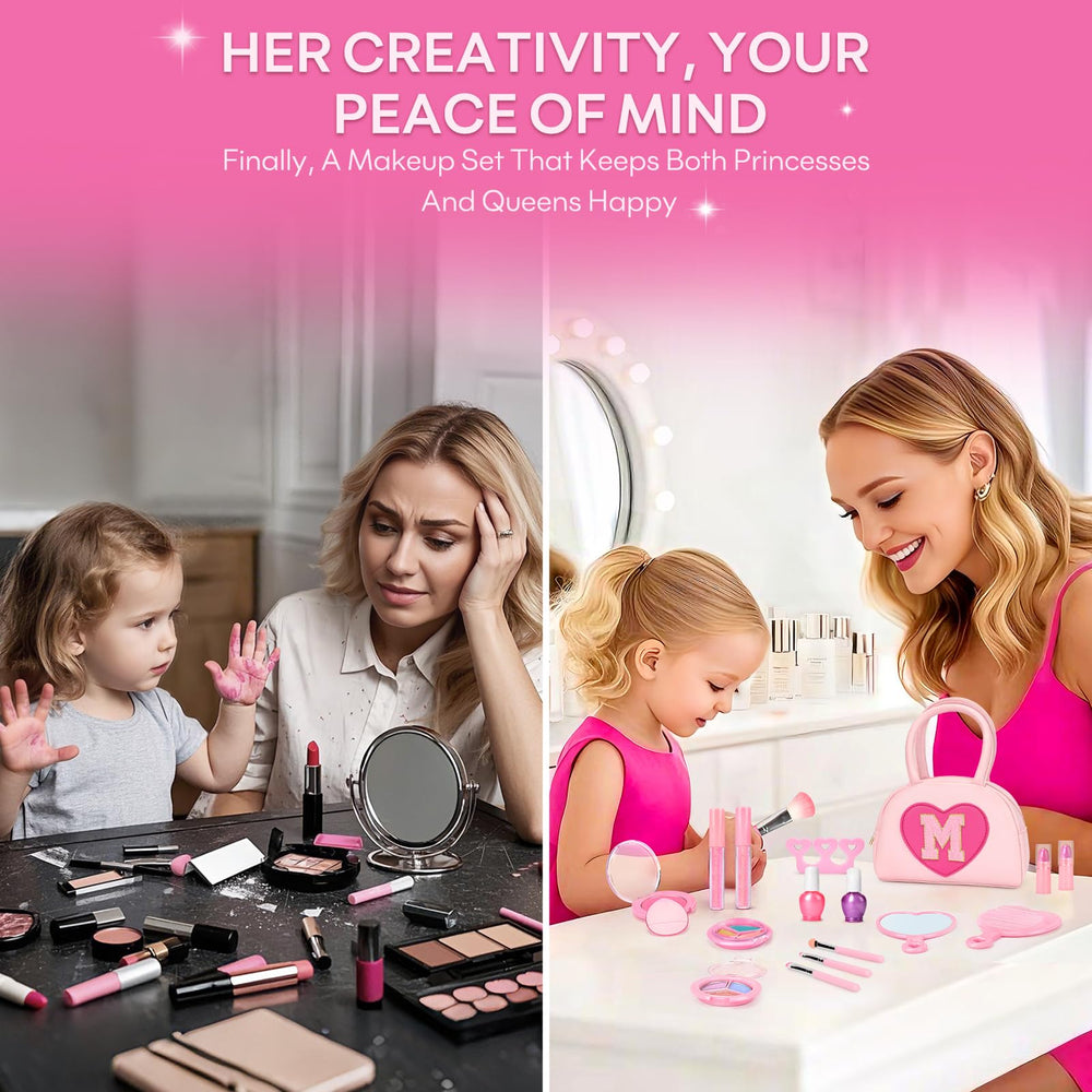 Mibasies blush, powder puff, and mirror for gentle grooming rituals