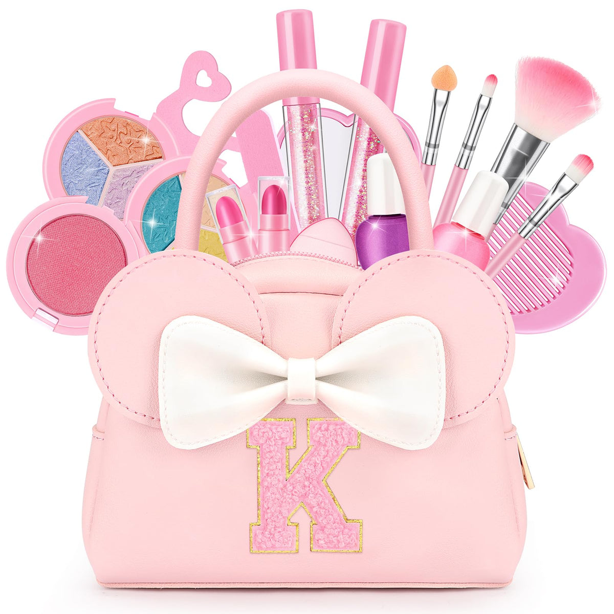 Mibasies kids real makeup kit 18pcs spread for imaginative play