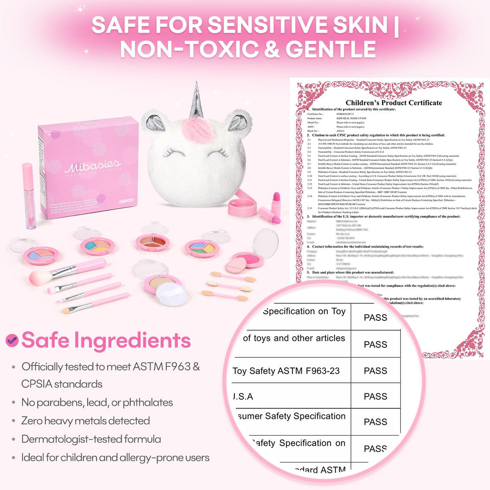 Mibasies Kids Real Makeup Kit blush and powder compact gentle, age-appropriate makeup play