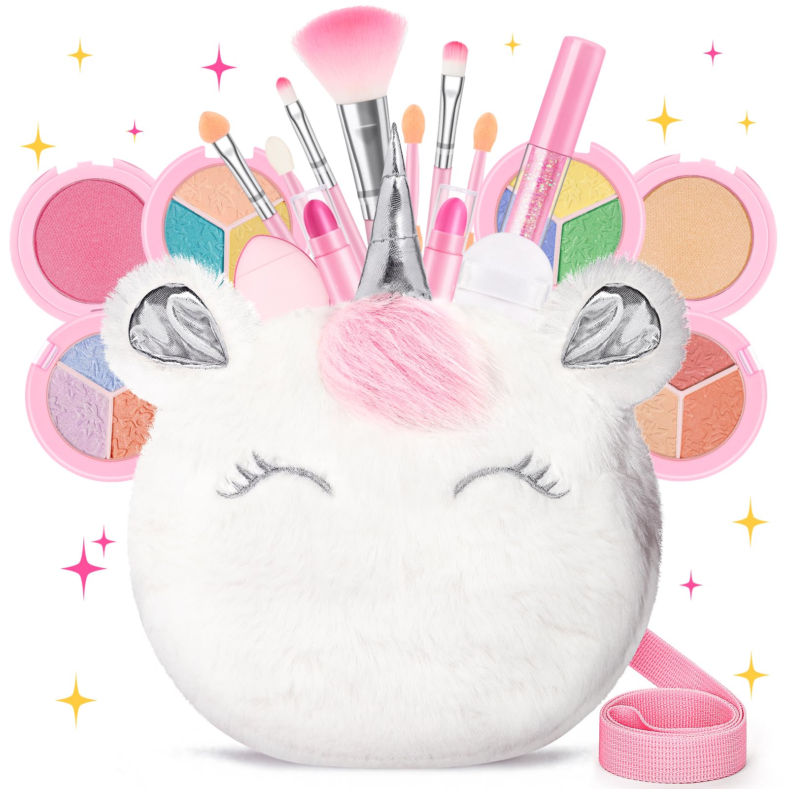 Mibasies Kids Real Makeup Kit unicorn purse closeup for portable dress-up fun