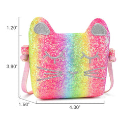 Mibasies rainbow glitter purse material adds sparkle to outings.