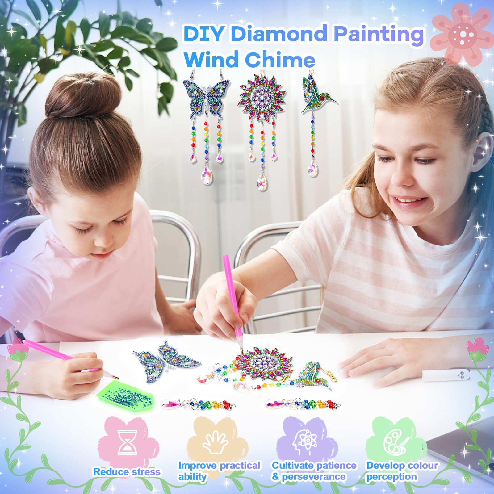 Micaracy Diamond Art Kit suncatcher showing colorful light reflections