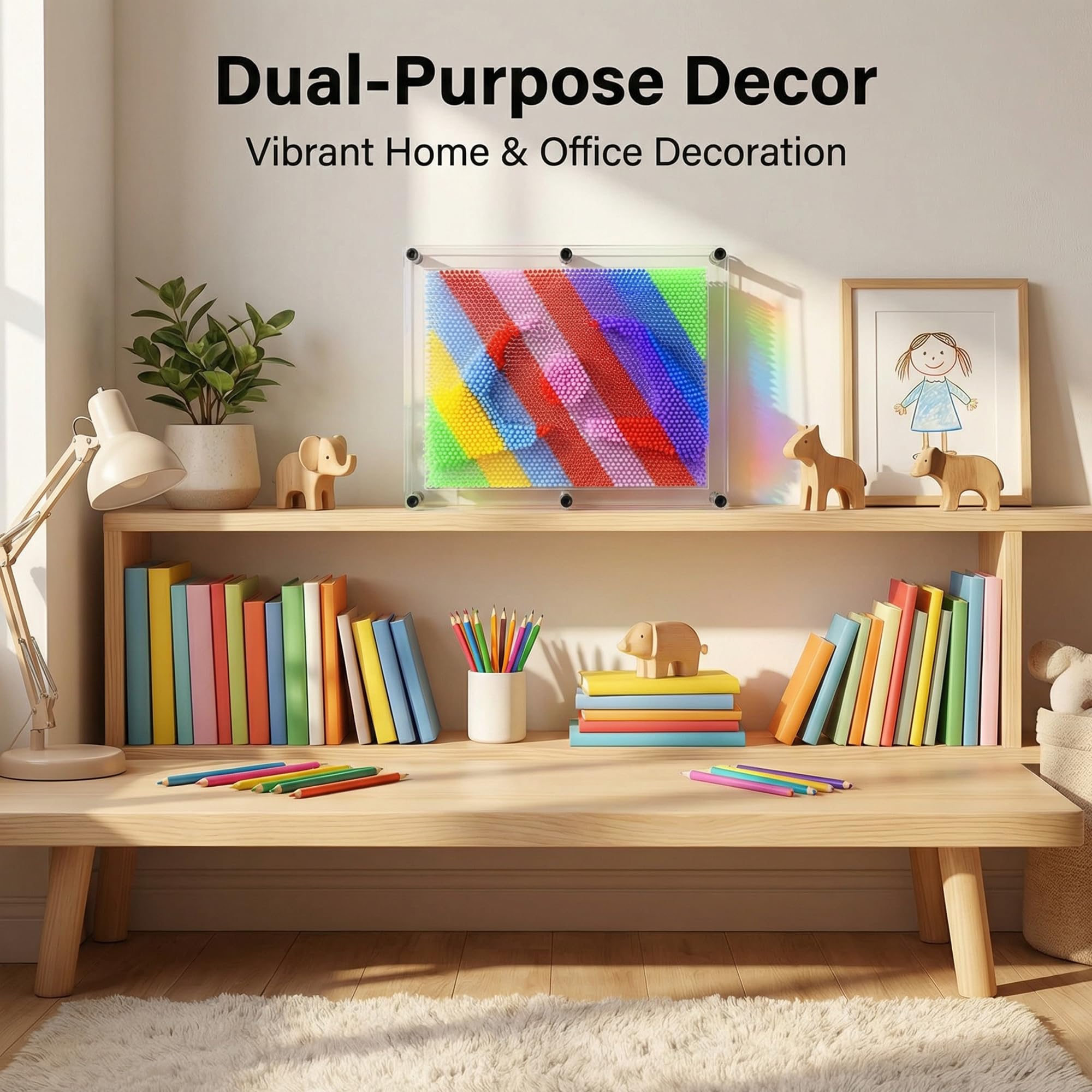 MICKYU large pin art board child using it for interactive creativity