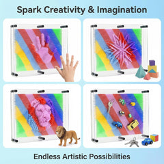 MICKYU large pin art board pins closeup showing vibrant rainbow components