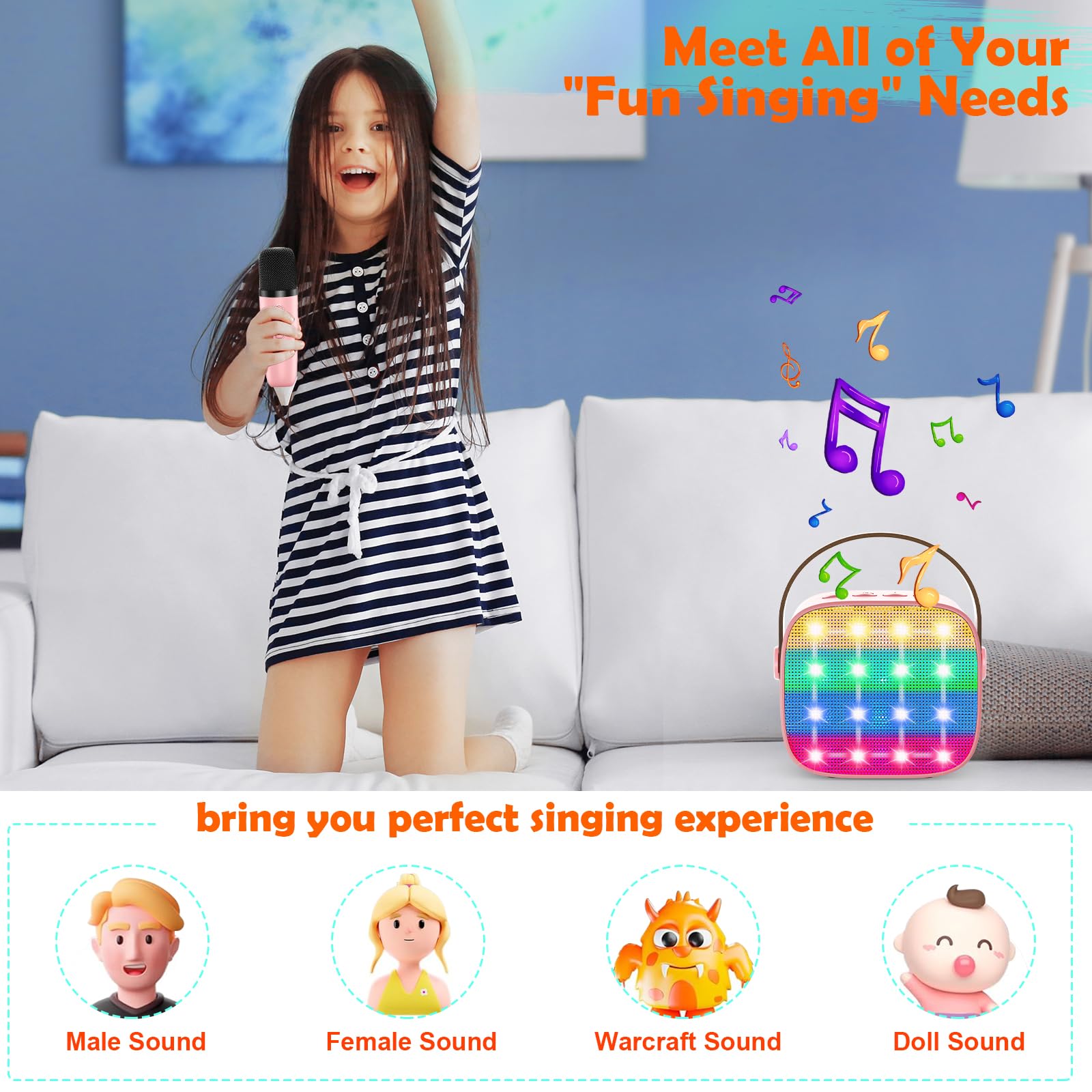 MicQutr battery eight-hour playtime supports picnics, camping, and long karaoke sessions.