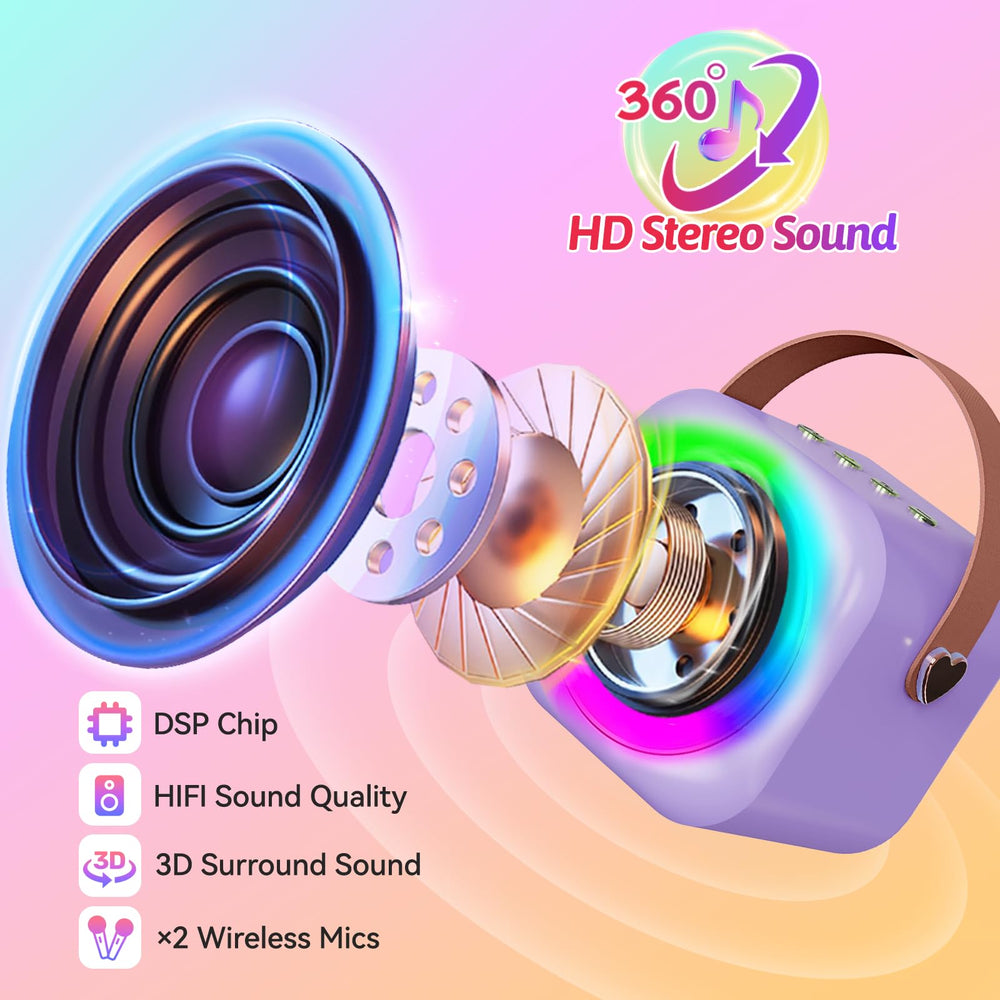MicQutr karaoke supports MicroSD and AUX-in for flexible music playback.