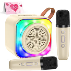 MicQutr karaoke machine front view with two mics for home sing-alongs