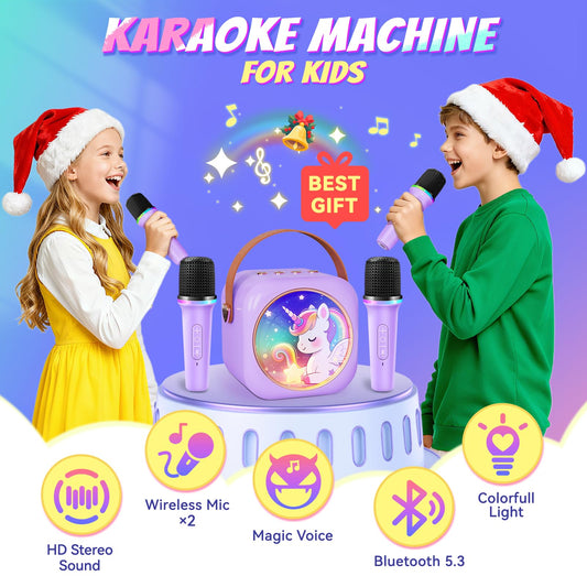 MicQutr karaoke machine features glowing LED lights for festive atmosphere.
