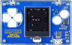 Micro Arcade Pacman Multi front view showing pocket-sized arcade for on-the-go gaming.