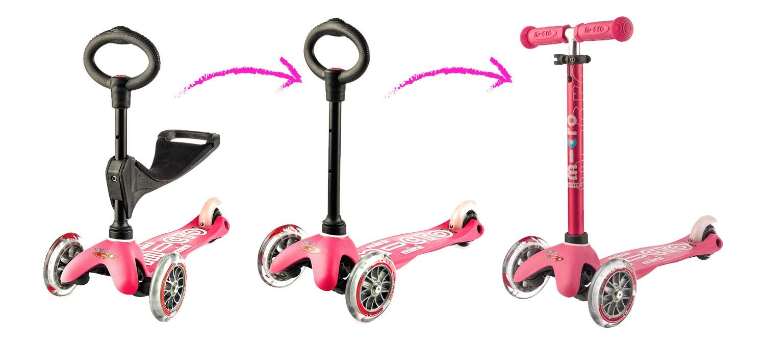 Micro Mini 3in1 Deluxe pink scooter appeals to kids and parents.