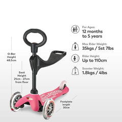 Micro Mini 3in1 Deluxe stand-on transition supports balance during play.