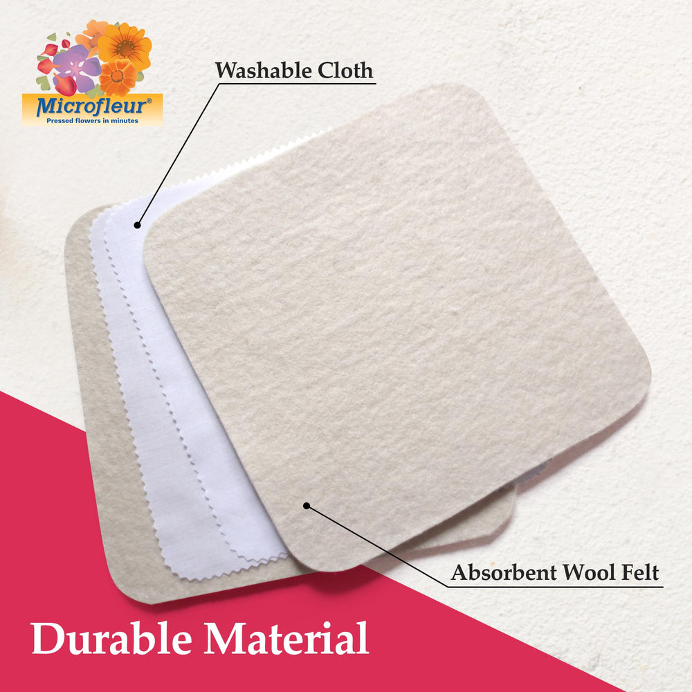 Microfleur moisture-wicking wool felt supports even pressing and color retention.