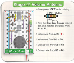 MicroKits Theremin demo setup illustrates expressive sounds produced by hand movements.