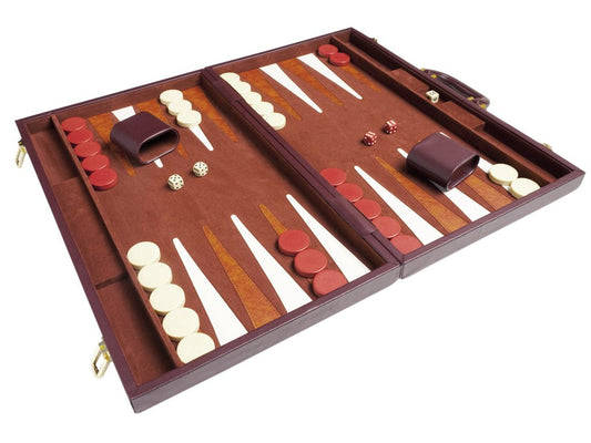 Middleton Games backgammon set open view showcases large playing surface for comfortable play.