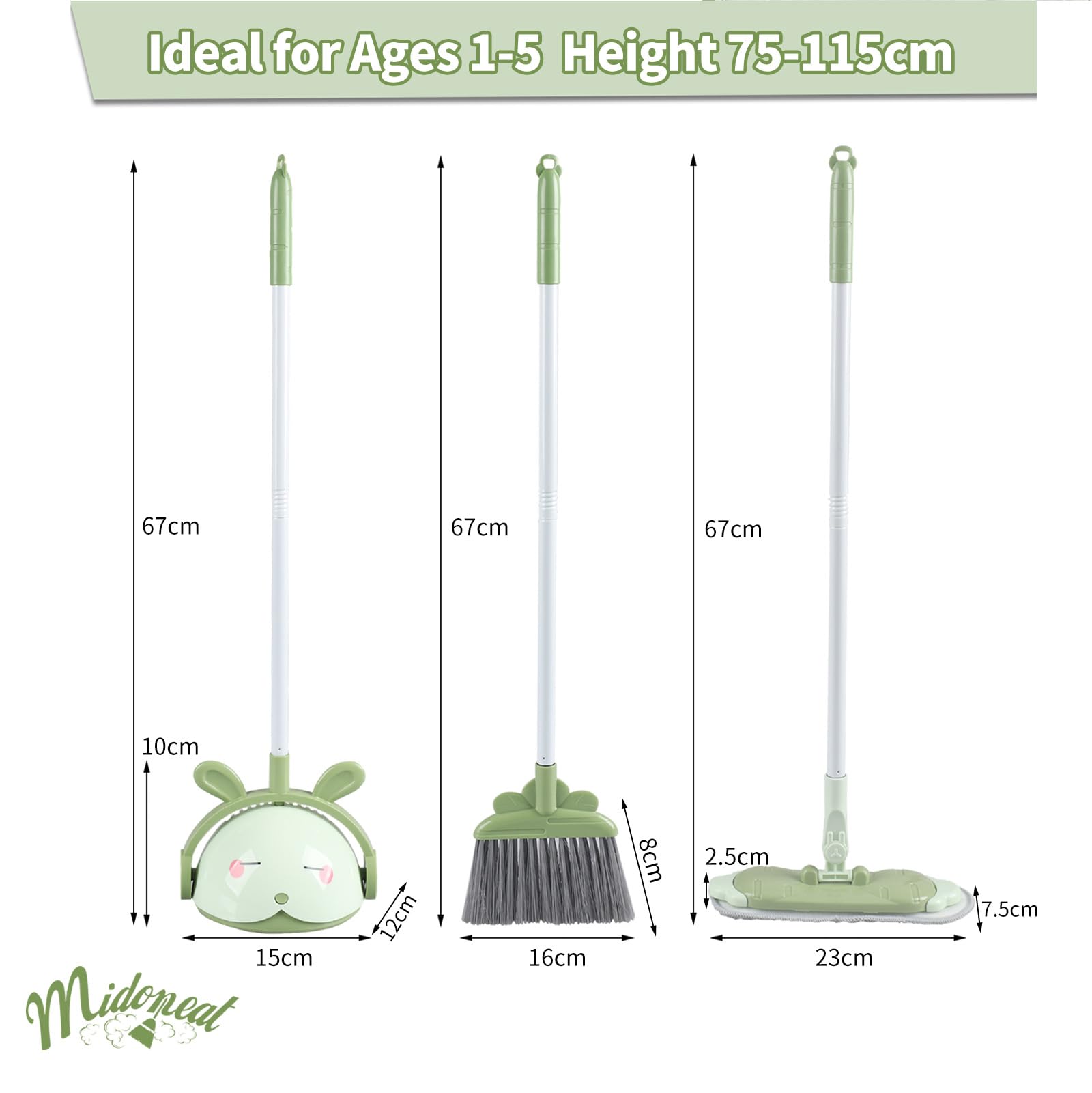 Midoneat mini broom and dustpan for small hands and easy grasp