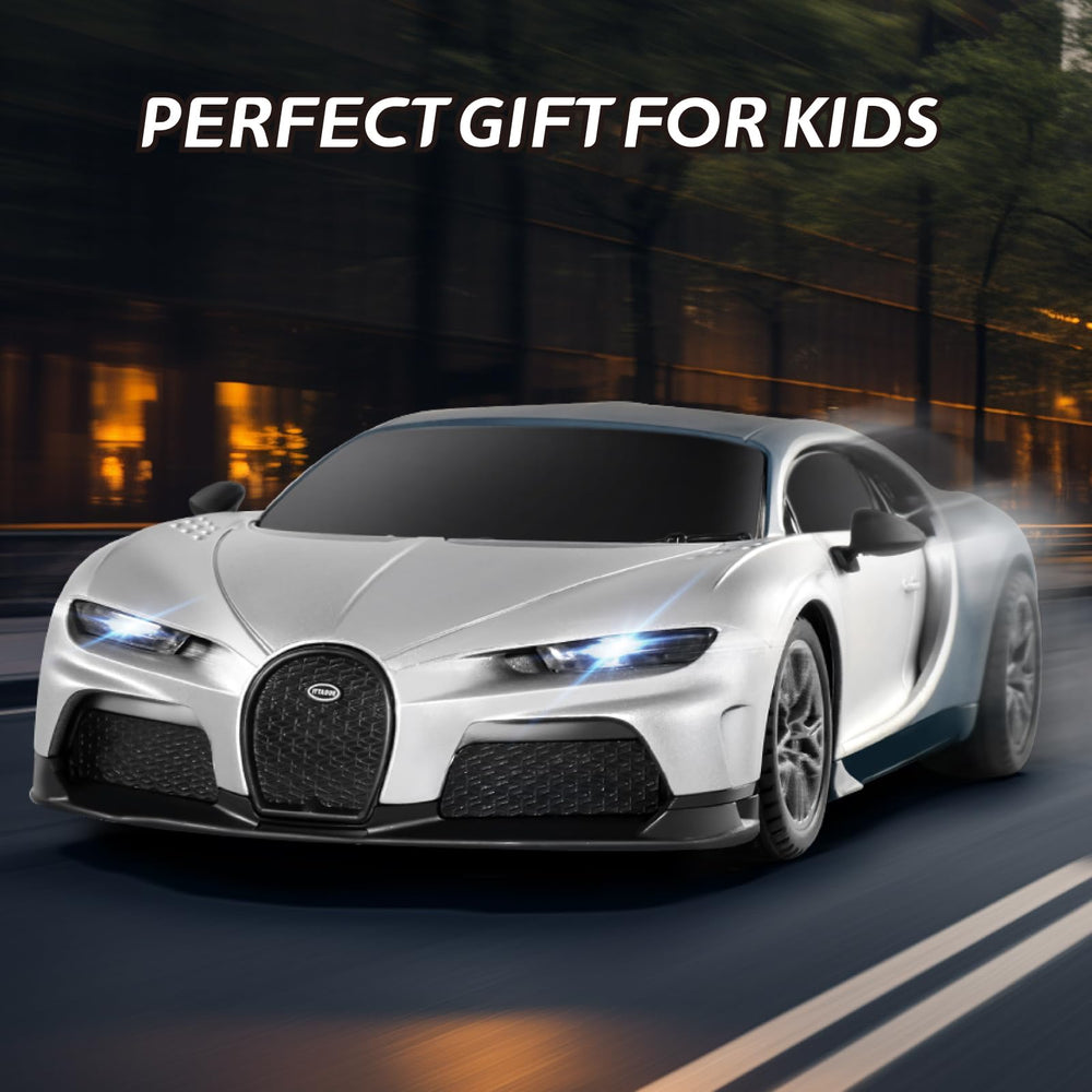 MIEBELY Bugatti Chiron RC car headlights on add night-drive realism.