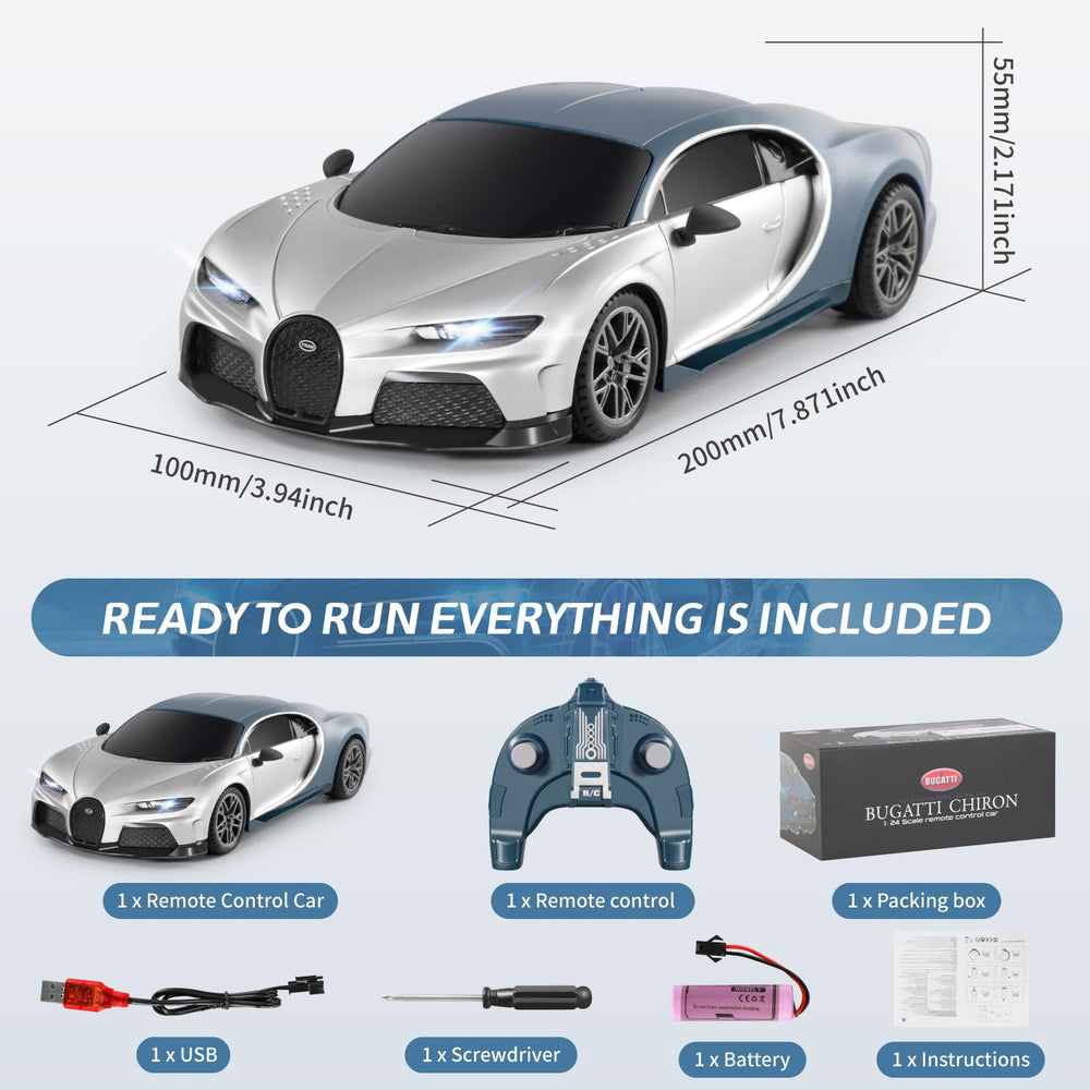 MIEBELY Bugatti Chiron RC car remote controller shows intuitive handling.
