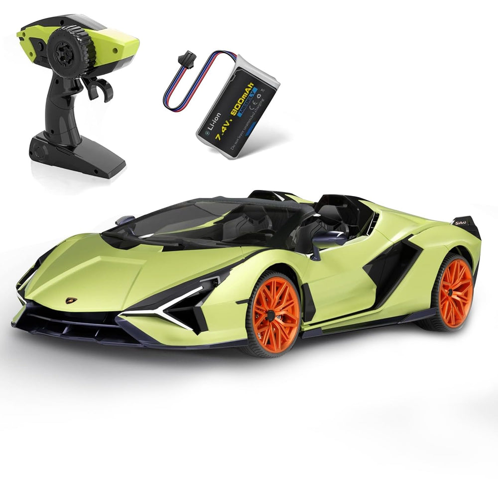 MIEBELY Lamborghini RC car side view showing 1:12 scale design for collectors.