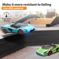MIEBELY Lamborghini RC car LED lights-on showcases authentic lighting for dramatic nighttime driving.