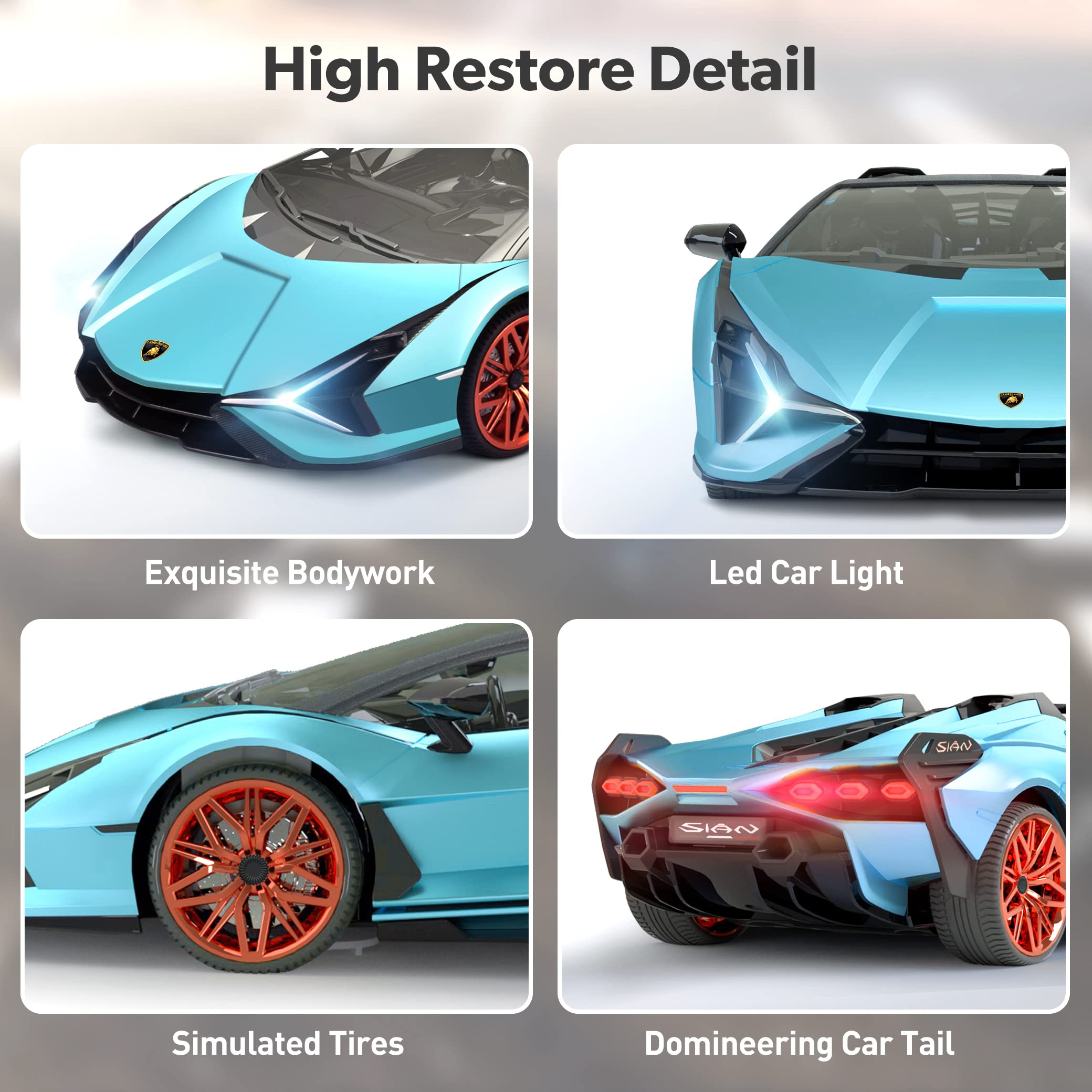 MIEBELY Lamborghini RC car side view highlights agile silhouette for on-table racing.