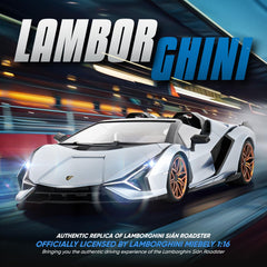 MIEBELY Lamborghini RC car side view highlights scale realism and portable fun.