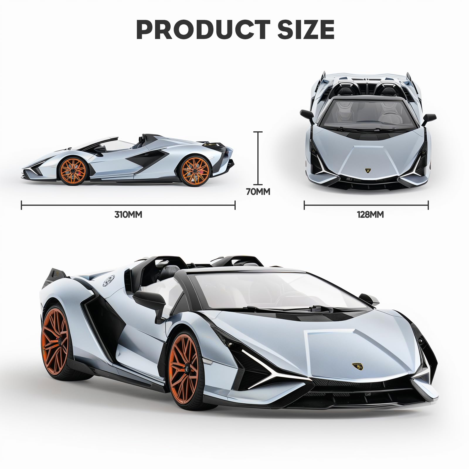 MIEBELY Lamborghini RC car wheel alignment focuses on precise steering control.