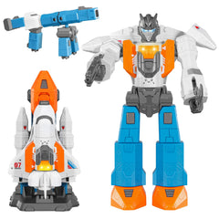 Miebely transform robot toy assembly shows three models for creative play and learning.