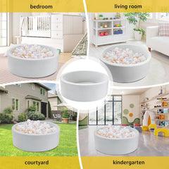 Miereirl foam blocks inside the pit provide soft, cushioned play for little explorers