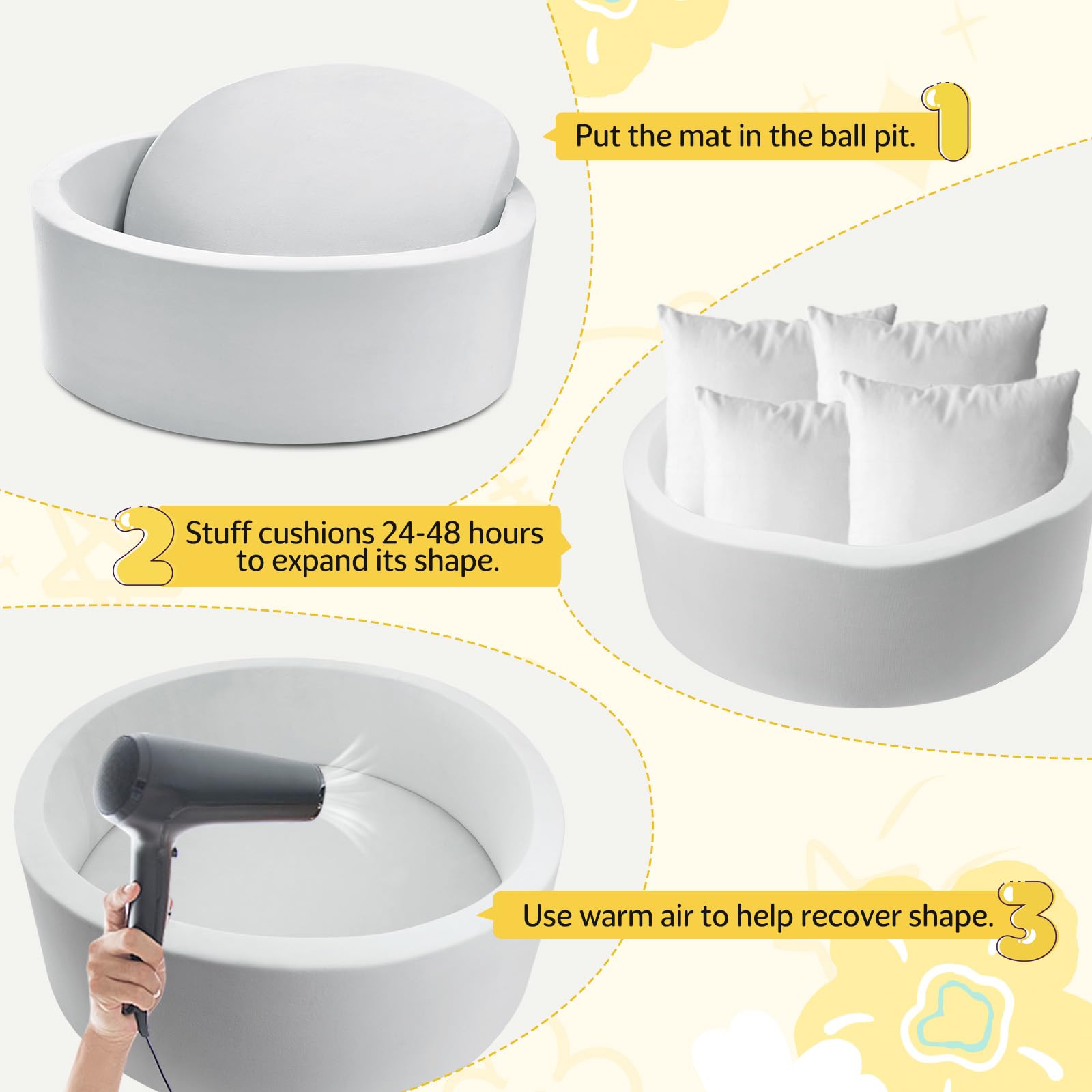 Miereirl ball pit grey removable cover enables easy zipper removal for washing