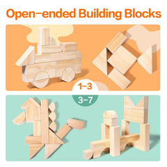 Migargle 64-piece set showcases varied shapes to explore shapes, sorting, and early math concepts.