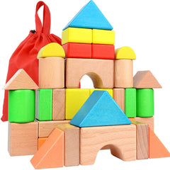 Migargle large wooden blocks with carry bag for easy storage and on-the-go play.
