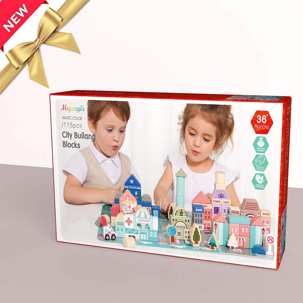 Migargle sanded smooth blocks are easy for little hands to grasp and stack.
