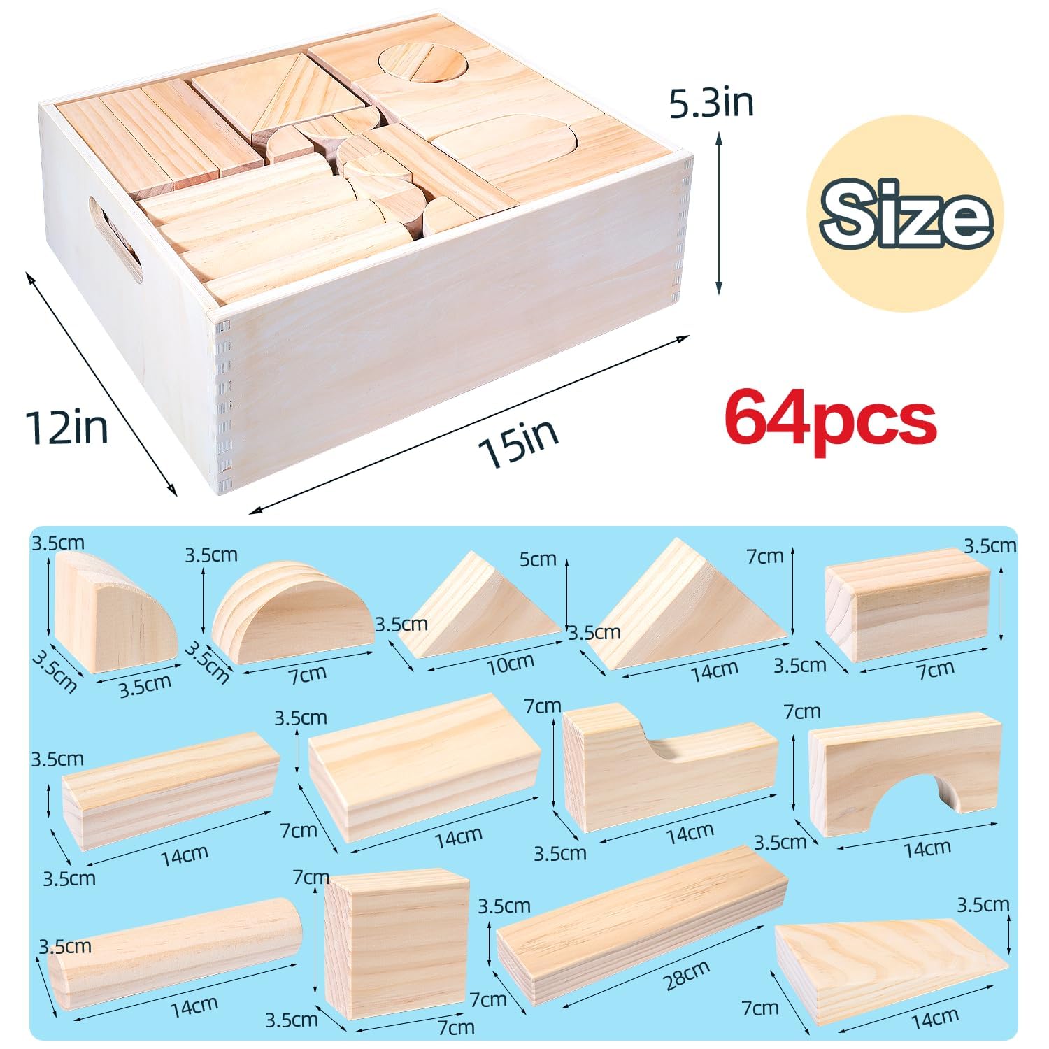 Migargle wooden blocks highlight natural finishes and diverse shapes for creative play.