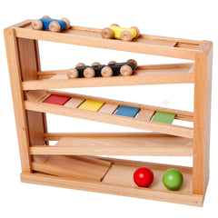 Migargle Wooden Ramp Racer full set with cars and balls for interactive toddler play
