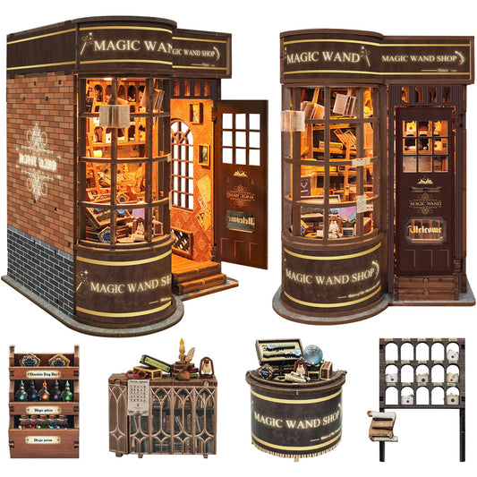 Miggley Book Nook Kit magic wand shop lit scene enhances shelf ambiance