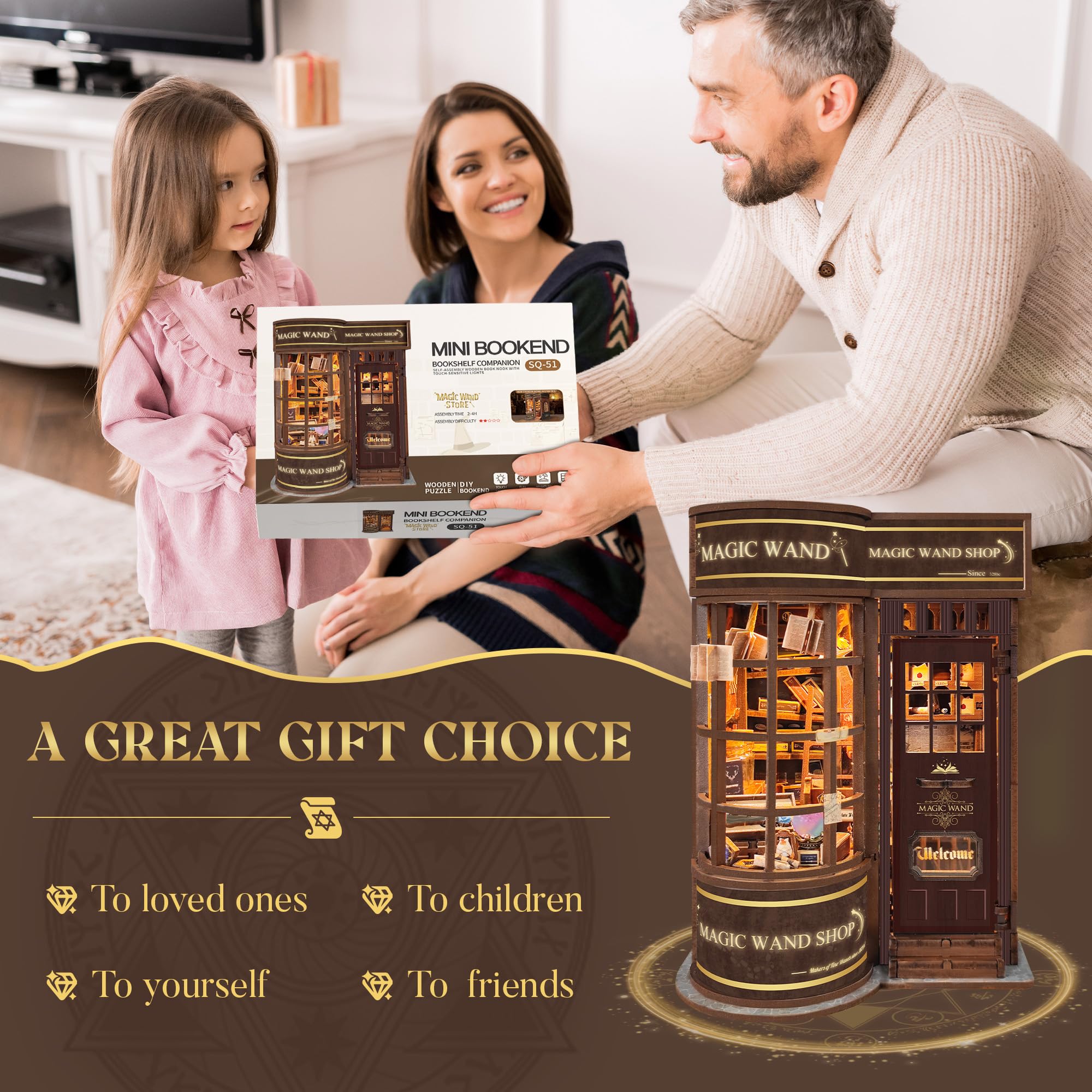 Miggley Book Nook Kit wooden puzzle pieces assembled for a charming collectible