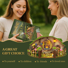 Miggley The Magic Ring House garden path adds a charming backdrop to shelves.
